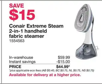 Costco Conair Extreme Steam 2-in-1 handheld fabric steamer offer
