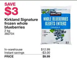 Costco Kirkland Signature frozen whole blueberries offer