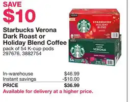 Costco Starbucks Verona Dark Roast or Holiday Blend Coffee offer