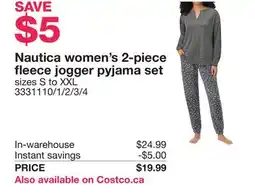 Costco Nautica women's 2-piece fleece jogger pyjama set offer