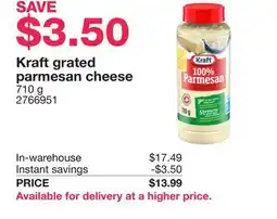 Costco Kraft grated parmesan cheese offer