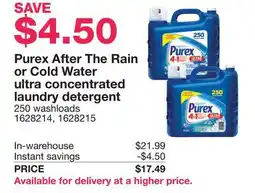Costco Purex After The Rain or Cold Water ultra concentrated laundry detergent offer