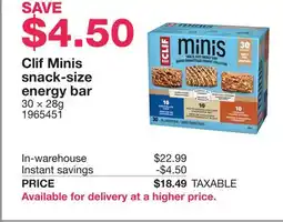Costco Clif Minis snack-size energy bar offer