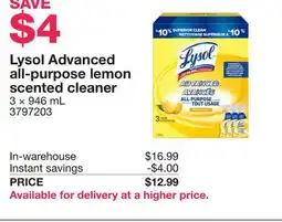 Costco Lysol Advanced all-purpose lemon scented cleaner offer