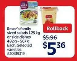 Walmart Reser's Family Sized Salads or Side Dishes offer