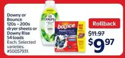 Walmart Downy or Bounce offer