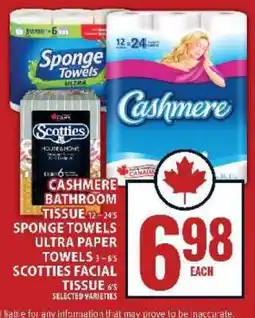Food Basics Cashmere Bathroom Tissue, Sponge Towels Ultra Paper Towels, Scotties Facial Tissue offer