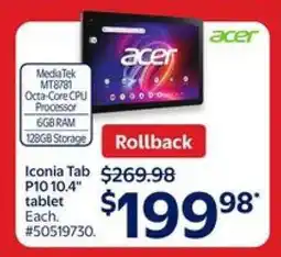 Walmart Acer Iconia Tab P10 10.4 tablet offer