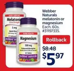 Walmart Webber Naturals Melatonin or Magnesium offer
