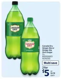 Walmart Canada Dry Ginger Ale or Ginger Ale Zero Sugar offer