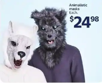 Walmart Animalistic masks offer