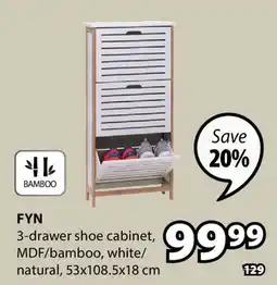 JYSK BAMBOO FYN 3-drawer shoe cabinet offer