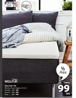 JYSK WELLPUR T40 Memory foam topper offer