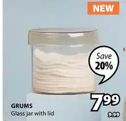 JYSK GRUMS Glass jar with lid offer