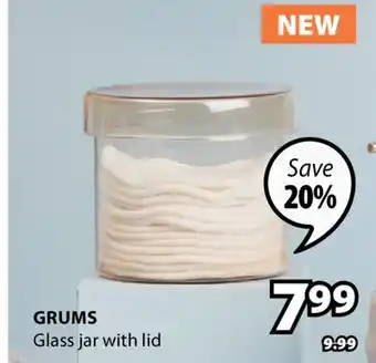 JYSK GRUMS Glass jar with lid offer