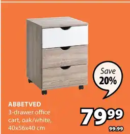 JYSK ABBETVED 3-drawer office cart offer