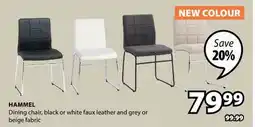 JYSK HAMMEL Dining chair, black or white faux leather and grey or beige offer