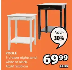 JYSK POOLE 1-drawer nightstand offer