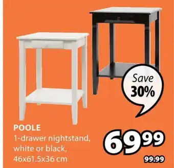 JYSK POOLE 1-drawer nightstand offer