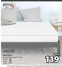 JYSK WELLPUR T31 Memory foam topper offer