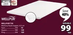 JYSK WELLPUR T30 Memory foam topper offer