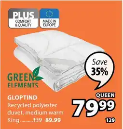 JYSK GLOPTIND Recycled polyester duvet offer