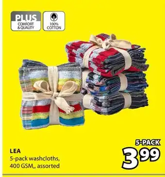 JYSK LEA 5-pack washcloths offer