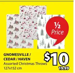 JYSK GNOMESVILLE / CEDAR / HAVEN Assorted Christmas Throws offer