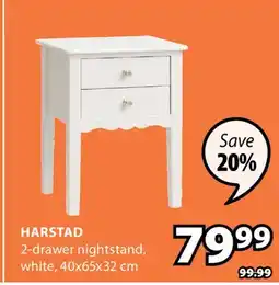 JYSK HARSTAD 2-drawer nightstand offer