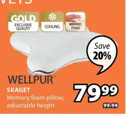 JYSK WELLPUR SKAGET Memory foam pillow offer