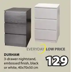 JYSK DURHAM 3-drawer nightstand offer
