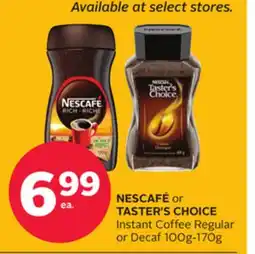 Rexall NESCAFÉ or TASTER'S CHOICE Instant Coffee Regular or Decaf offer