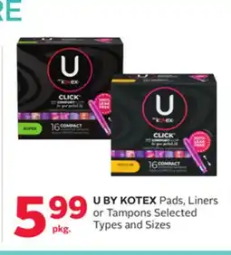 Rexall U BY KOTEX Pads, Liners or Tampons offer