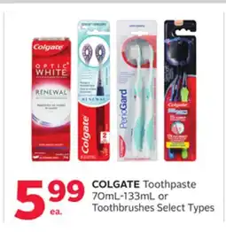 Rexall COLGATE Toothpaste 70mL-133mL or Toothbrushes offer