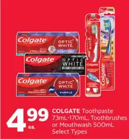 Rexall COLGATE Toothpaste 73mL-170mL, Toothbrushes or Mouthwash 500mL offer