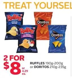 Rexall RUFFLES 190g-200g or DORITOS 210g-235g offer