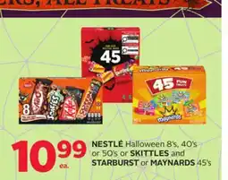 Rexall NESTLÉ Halloween 8's, 40's or 50's or SKITTLES and STARBURST or MAYNARDS 45's offer