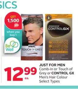 Rexall JUST FOR MEN Comb-In or Touch of Grey or CONTROL GX Men's Hair Colour offer