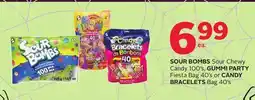 Rexall SOUR BOMBS Sour Chewy Candy 100' s, GUMMI PARTY Fiesta Bag 40' s or CANDY BRACELETS Bag 40' s offer
