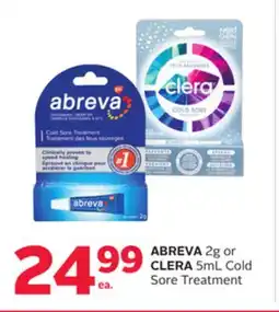 Rexall ABREVA 2g or CLERA 5mL Cold Sore Treatment offer