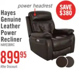 The Brick Hayes 38 Genuine Leather Power Reclining Chairs with Adjustable Headrest - Brown offer