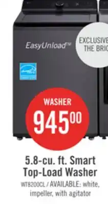 The Brick LG 5.8 Cu. Ft. Smart Top-Load Washer with EasyUnload and AI Sensing - Platinum Black - WT8200CL offer