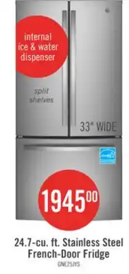 The Brick GE 33 24.7 Cu. Ft. French-Door Refrigerator - Fingerprint Stainless Steel - GNE25JYKFS offer