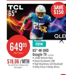 The Brick TCL 65 Q79K QLED 4K UHD Smart Google TV (65Q79K) - 2025 Model offer