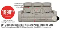 The Brick Elite 86 Genuine Leather Massage Power Reclining Sofa with Power Headrests and Storage Arms - Grey offer