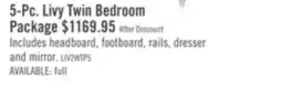 The Brick Livy 5pc Bedroom Set with Panel Bed, Dresser & Mirror for Kids, White - Twin Size offer