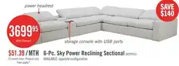 The Brick Sky Modular 6-Piece Fabric Power Reclining Sectional with Reclining Armless Chair - Nathan Wheat offer