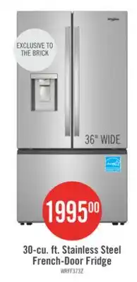 The Brick Whirlpool 36 30 Cu. Ft. French-Door Refrigerator with Dual Ice Makers - Stainless Steel - WRFF3736SZ offer