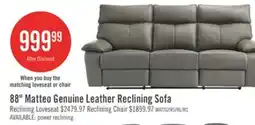 The Brick Matteo 88 Genuine Leather Reclining Sofa - Aviarah Grey offer