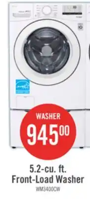 The Brick LG 5.2 Cu. Ft. Front-Load High-Efficiency Washer - White - Stackable - WM3400CW offer